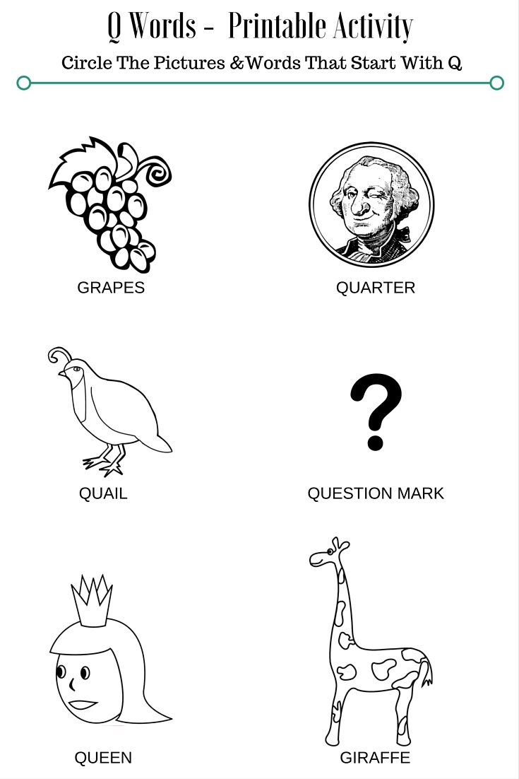 Kindergarten Q Words Activity Pages Mommy Methodology